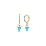 Turquoise Bullet Huggie Hoops