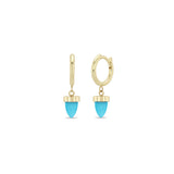 Turquoise Bullet Huggie Hoops