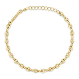 14k Small Puffed Mariner Chain Bracelet