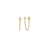 14K Prong Diamond Quad Extra Small Box Chain Huggie Earrings
