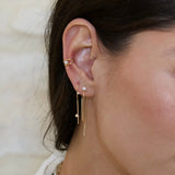 Wire Thread Earring with Diamond and Pearl