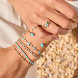 Star Set Turquoise Oval Signet Ring 14K