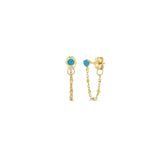 14k Turquoise Chain Huggie Earring