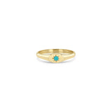 Star Set Turquoise Oval Signet Ring 14K