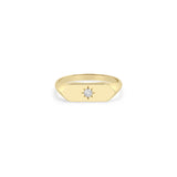 Square Edge Diamond Signet Ring