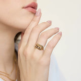 "fuck off" Elongated Hexagon Signet Ring