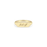 "fuck off" Elongated Hexagon Signet Ring