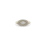 Marquise Diamond Halo Signet Ring