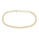 14k Gold Puffed Round inked Bracelet with 5 Floating Diamonds