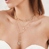 Pave Diamond Large Gold Paperclip Chain Necklace