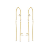 Wire Thread Earring with Diamond and Pearl