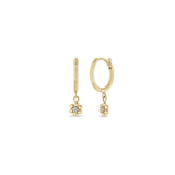 12mm Tiny Bead Flowers with Dangling Diamond Huggies