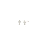 Small Diamond Bezel Cross Stud Earrings