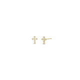 Small Diamond Bezel Cross Stud Earrings