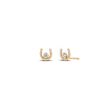 14k Gold Prong Diamond Horseshoe Studs