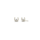 14k Gold Prong Diamond Horseshoe Studs