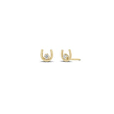 14k Gold Prong Diamond Horseshoe Studs