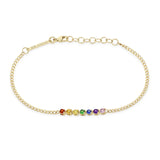 7 RAINBOW SAPPHIRE TENNIS SEGMENT XS CURB CHAIN BRACELET