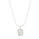 Open Rectangle Pearl Necklace