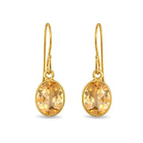 Bezeled Oval Gemdrop Earrings