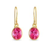 Bezeled Oval Gemdrop Earrings