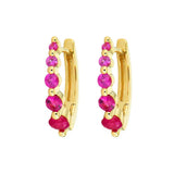 Small Oval Graduated Ombre Pink Sapphire Huggie Hoops
