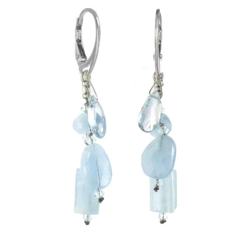 Aquamarine Cluster Drop Earrings