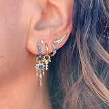 Small Blue Sapphire Prong Hoop Earrings
