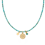 Turquoise Beaded Charm Necklace
