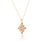 Ruby Mosaic Cluster Pendant Necklace - Memo