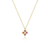 Ruby Floral Charm Pendant Necklace