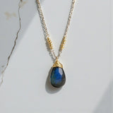Silver and Gold-Filled Labradorite Pear Necklace