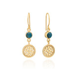 Apatite & Dotted Disc Drop Earrings