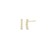 14k Diamond Curved Stud Half Hoop Earrings
