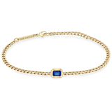 Small Curb Chain Emerald Cut Sapphire Bezel Bracelet