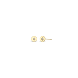 14k Circle Diamond Starburst Studs