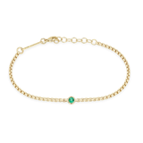 Small Box Chain Floating Emerald Bracelet