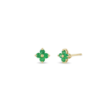 Emerald Quad Prong Set Studs