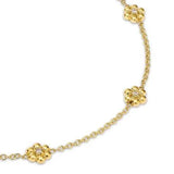 5 Tiny Bead flower Station Bracelet with Prong Set Diamonds