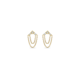 Princess and Baguette Point Earrings with Double Chain Drops