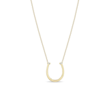 14k Hammered Horseshoe Necklace with Baguette Diamonds