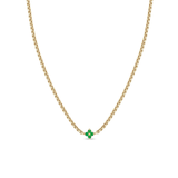 Emerald Quad Prong Set Box Chain Necklace