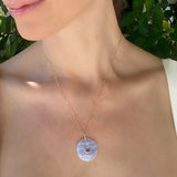Lace Agate with Amethyst Bezel