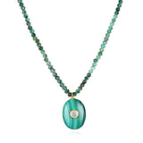 Beaded Emerald with Malachite Pendant