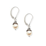 White Pearl Wire Wrapped Earrings