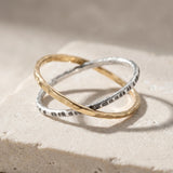 Silver & Gold-filled Criss-Cross Ring