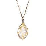 Herkimer Diamond In Woven Gold Fill Wire Necklace