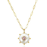 Beaded Pearl Necklace with Morganite