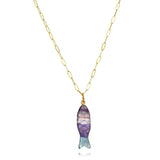 Carved Stone Fish Necklace