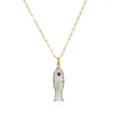 Carved Stone Fish Necklace